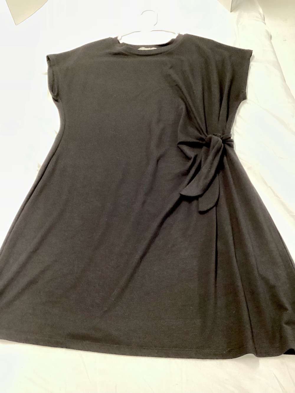 Classic Black side Tie T-shirt Mini Dress